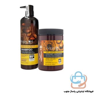پک 2 تایی شامپو و ماسک مو کراتینه و بدون سولفات روغن آرگان