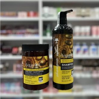 پک 2 تایی شامپو و ماسک مو کراتینه و بدون سولفات روغن آرگان